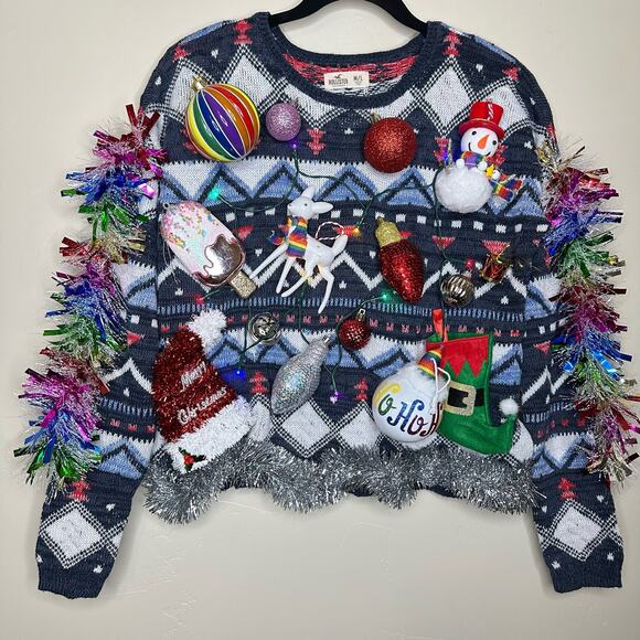 Ugly Christmas Sweater Pride LGBTQIA+ Handmade LIGHTS UP Tacky Xmas Party Winner - Picture 1 of 5